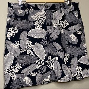 Croft & Barrow Skort Women 12 Black Tan Floral Pockets Golf Tennis Pickleball